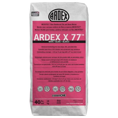 Ardex X77 Reinforced Tile and Stone White Thinset Mortar - 40 lbs