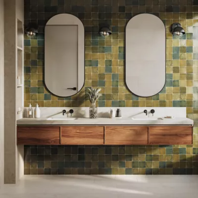 Zellige Dirty Blue Gloss Ceramic Wall and Floor Tile - 4 x 4 in