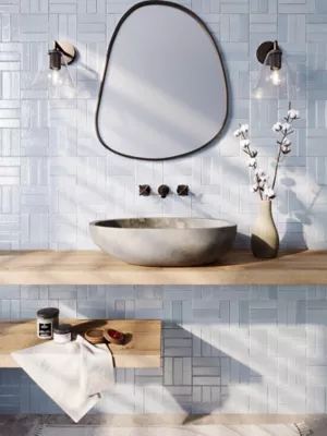 Zellige Light Grey Gloss Ceramic Floor and Wall Tile - 2 x 6 in