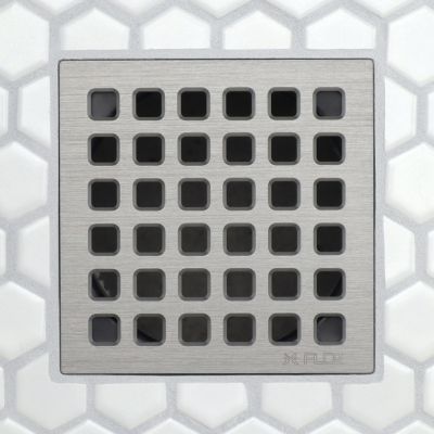 FloFX Brushed Nickel Classic Squared Shower Drain Grate