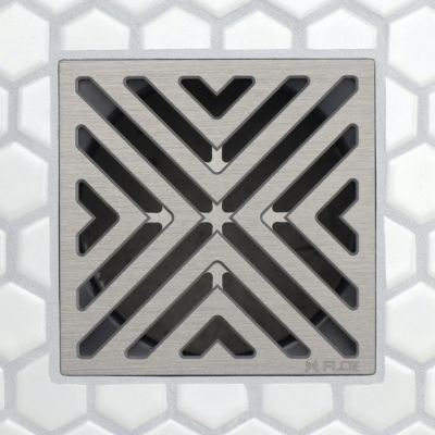 FloFX Brushed Nickel X-Factor Shower Drain Grate