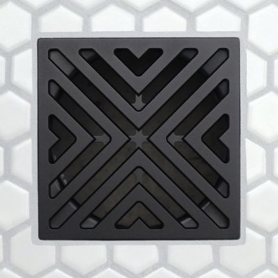 FloFX Matte Black X-Factor Shower Drain Grate