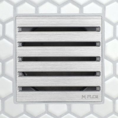 FloFX Brushed Chrome Clean Lines Shower Drain Grate