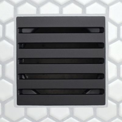 FloFX Matte Black Clean Lines Shower Drain Grate