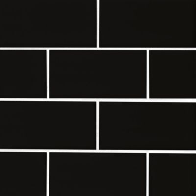 Imperial Black Gloss Ceramic Wall Tile - 3 x 6 in.