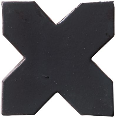 Zellige Charcoal Chabone Cross Gloss Ceramic Wall and Floor Tile - 6 x 6 in.