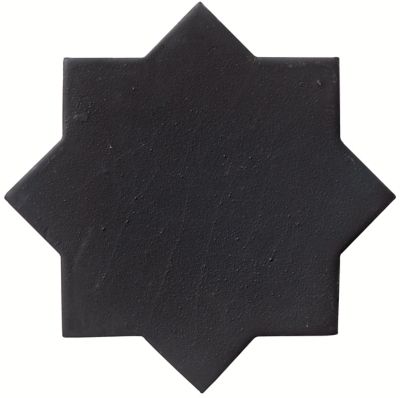 Zellige Charcoal Chabone Star Matte Ceramic Wall and Floor Tile - 6 x 6 in.