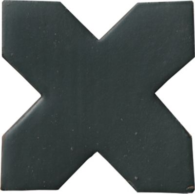 Zellige Charcoal Chabone Cross Matte Ceramic Floor and Wall Tile - 6 x 6 in.