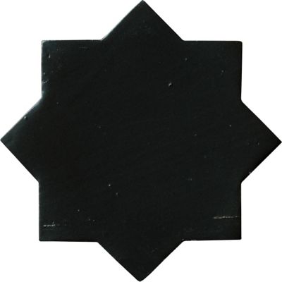 Zellige Charcoal Chabone Star Gloss Ceramic Floor and Wall Tile - 6 x 6 in.