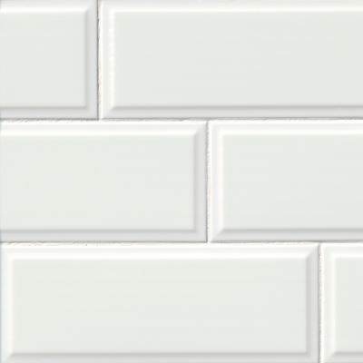 Laura Ashley White Beveled Ceramic Wall Tile - 6 x 16 in.