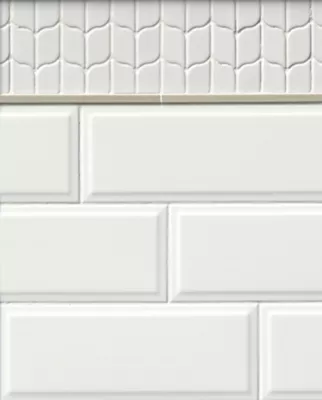Laura Ashley White Beveled Ceramic Wall Tile - 6 x 16 in. - The