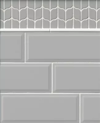 Laura Ashley Pale Slate Beveled Ceramic Wall Tile - 6 x 16 in