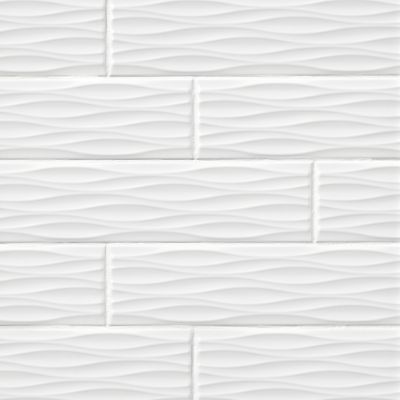 Krea Arctic Matte Rippled Ceramic Wall Tile - 4 x 16 in.