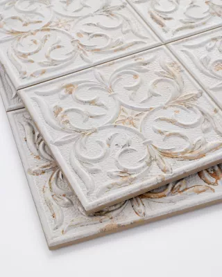 Antigua Lis White Porcelain Wall Tile - 13 x 13 in. - The Tile Shop