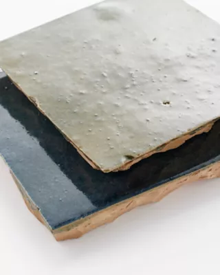 Zellige Dirty Blue Gloss Ceramic Wall and Floor Tile - 4 x 4 in