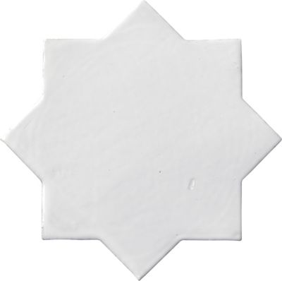 Zellige White Chabone Star Gloss Ceramic Wall and Floor Tile - 6 x 6 in.