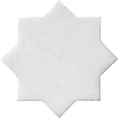 Zellige White Chabone Star Gloss Ceramic Wall and Floor Tile - 6 x