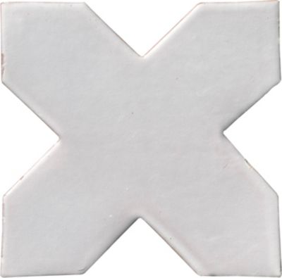 Zellige White Chabone Cross Matte Ceramic Wall and Floor Tile - 6 x 6 in.