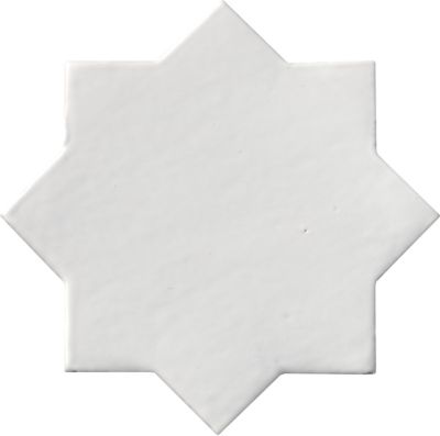 Zellige White Chabone Star Matte Ceramic Wall and Floor Tile - 6 x 6 in.