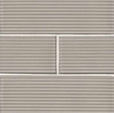 Glassalike Gloss Groove Taupe Porcelain Subway Wall Tile - 4 x 12 in.