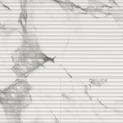 Fume White Line Decore Ceramic Wall Tile - 12 x 24 in.