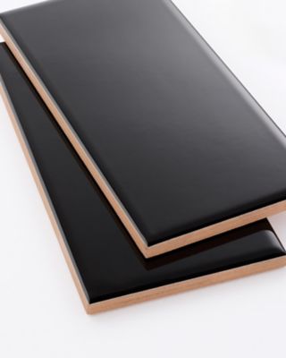 Signature Black Gloss Ceramic Subway Wall Tile - 3 x 6 in. - The