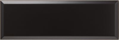 Signature Black Matte Ceramic Bevel Subway Wall Tile - 4 x 12 in.
