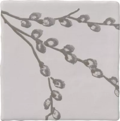 Laura Ashley Pussy Willow Charcoal Porcelain Wall Tile - 5 x 5 in