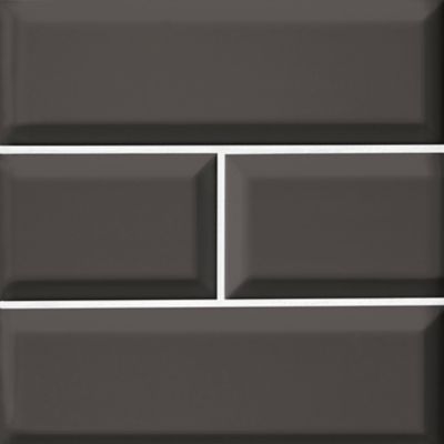 Imperial Pewter Bevel Gloss Ceramic Subway Wall Tile - 4 x 12 in.