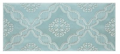 Chantilly Aqua Macrame Ceramic Subway Wall Tile - 4 x 10 in.