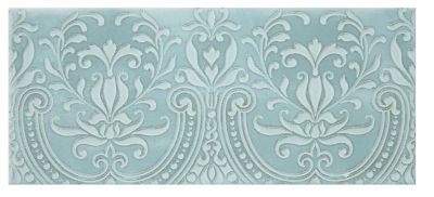 Chantilly Aqua Alencon Ceramic Subway Wall Tile - 4 x 10 in.