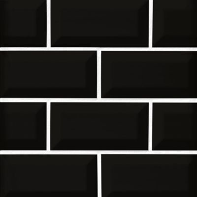 Imperial Black Bevel Gloss Ceramic Subway Wall Tile - 3 x 6 in.