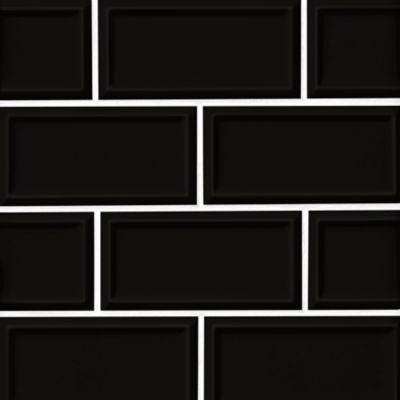 Imperial Black Frame Gloss Ceramic Subway Wall Tile - 3 x 6 in.