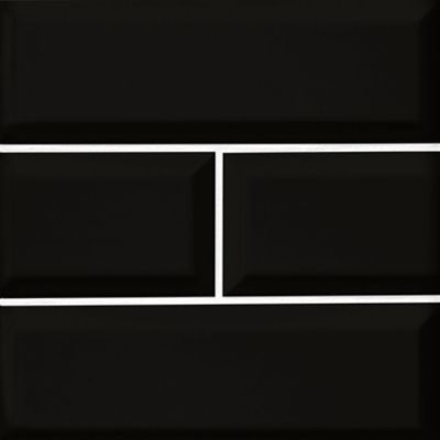 Imperial Black Bevel Gloss Ceramic Subway Wall Tile - 4 x 12 in.
