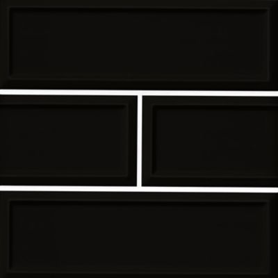 Imperial Black Frame Gloss Ceramic Subway Wall Tile - 4 x 12 in.