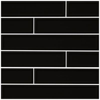 Imperial Black Frame Gloss Ceramic Subway Wall Tile - 4 x 24 in.