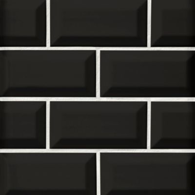 Imperial Black Bevel Matte Ceramic Subway Wall Tile - 3 x 6 in.