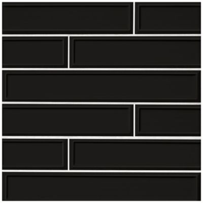 Imperial Black Frame Matte Ceramic Subway Wall Tile - 4 x 24 in.