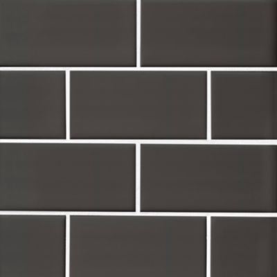 Imperial Pewter Gloss Ceramic Subway Wall Tile - 3 x 6 in.