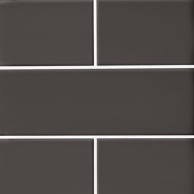 Imperial Pewter Gloss Ceramic Subway Wall Tile - 4 x 12 in.