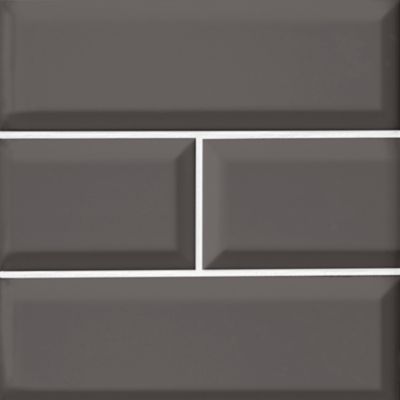 Imperial Pewter Bevel Matte Ceramic Subway Wall Tile - 4 x 12 in.