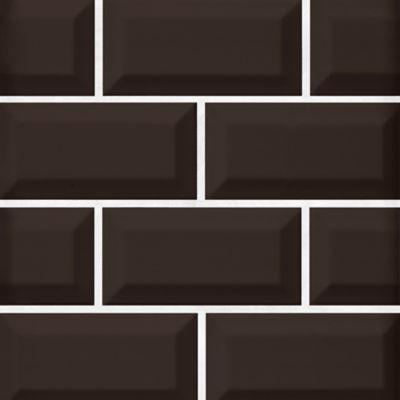 Imperial Espresso Bevel Gloss Ceramic Subway Wall Tile - 3 x 6 in.