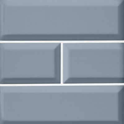 Imperial Slate Blue Bevel Gloss Ceramic Subway Wall Tile - 4 x 12 in.