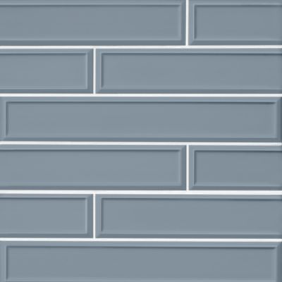 Imperial Slate Blue Frame Gloss Ceramic Subway Wall Tile - 4 x 24 in.