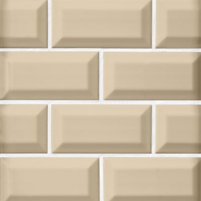 Imperial Sand Bevel Gloss Ceramic Subway Wall Tile - 3 x 6 in.