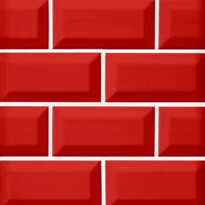 Imperial Red Bevel Gloss Ceramic Subway Wall Tile - 3 x 6 in.