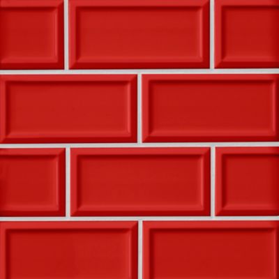 Imperial Red Frame Gloss Ceramic Subway Wall Tile - 3 x 6 in.