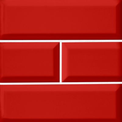 Imperial Red Bevel Gloss Ceramic Subway Wall Tile - 4 x 12 in.