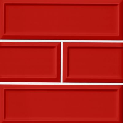 Imperial Red Frame Gloss Ceramic Subway Wall Tile - 4 x 12 in.