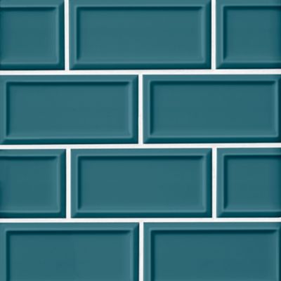 Imperial Turquoise Frame Gloss Ceramic Subway Wall Tile - 3 x 6 in.